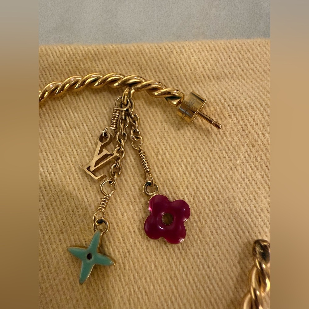 Louis Vuitton Creole Sweet Monogram Gold Hoop Earrings - Picture 4 of 6